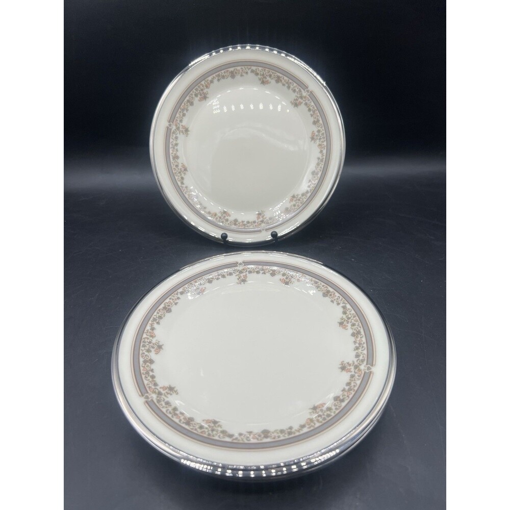 Lenox Lace Point Bread Butter Plates Set of 4 Platinum Trim USA 6.5” China